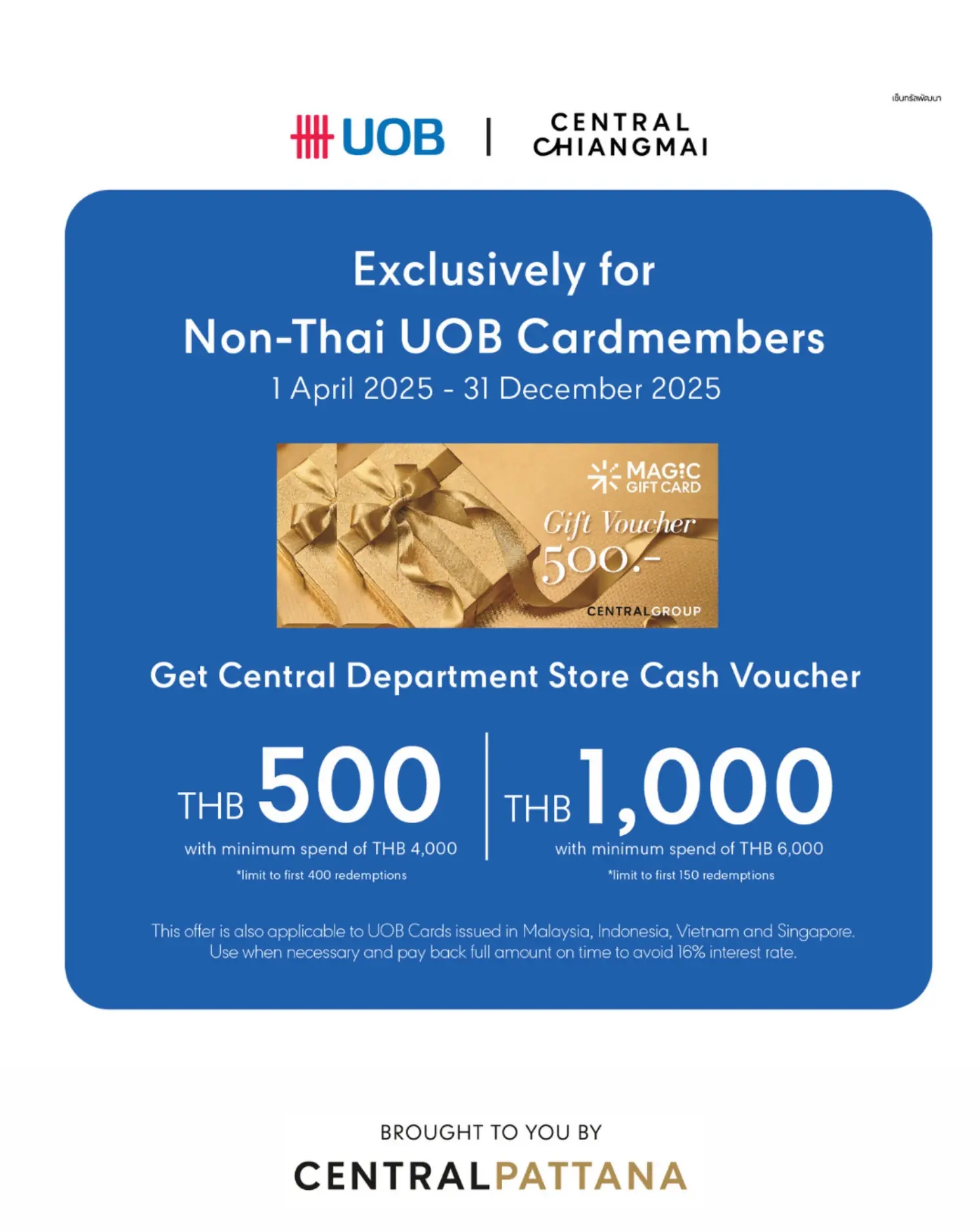 EXCLUSIVE PROMOTION FOR NON-THAI UOB CARDMEMBERS