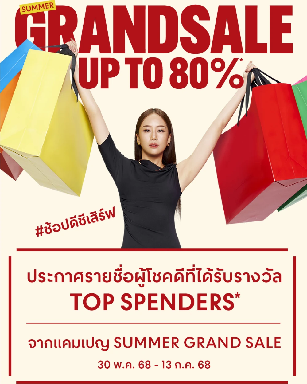 ประกาศรายชื่อผู้โชคดีที่ได้รับรางวัล TOP SPENDERS แคมเปญ SUMMER GRAND SALE